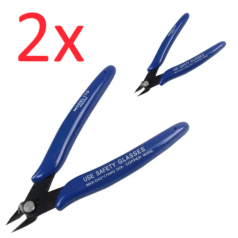 2 PCS Flush Side Cutter Precision Shear Wire Snips Pliers Tool Diagonal Cutters