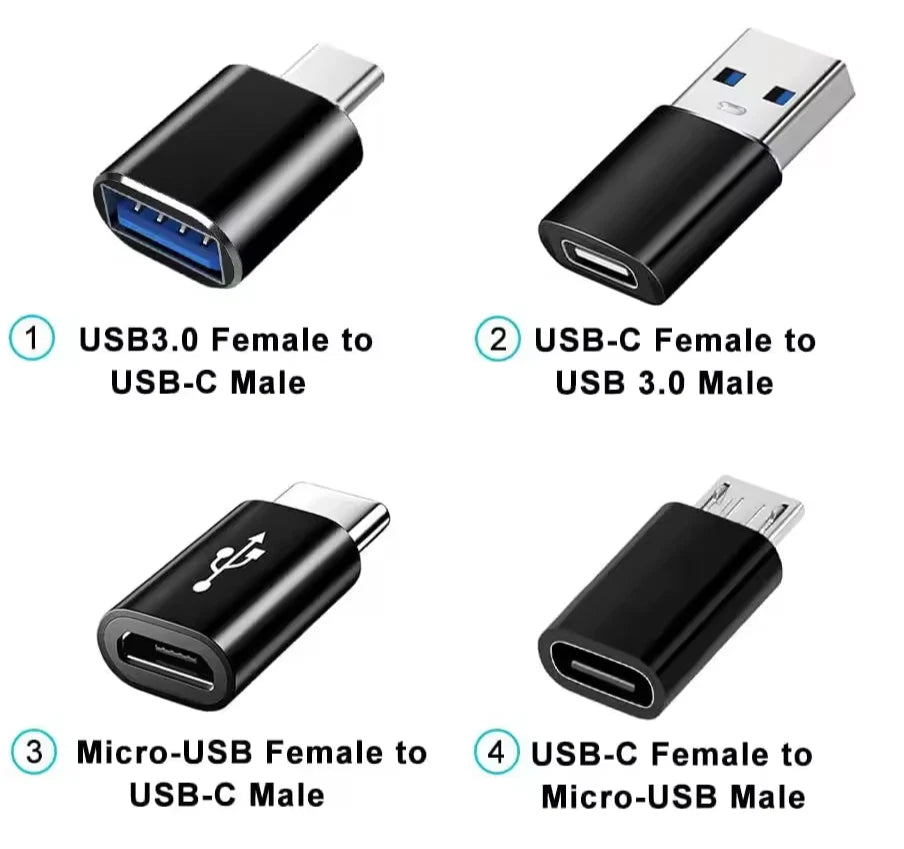 4pcs USB Adapter Set USB A to USB C and USB C to Micro USB
