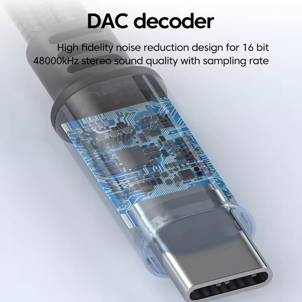 Braided Type C to Dual 3.5mm Audio Adapter Converter for iPhone and Android