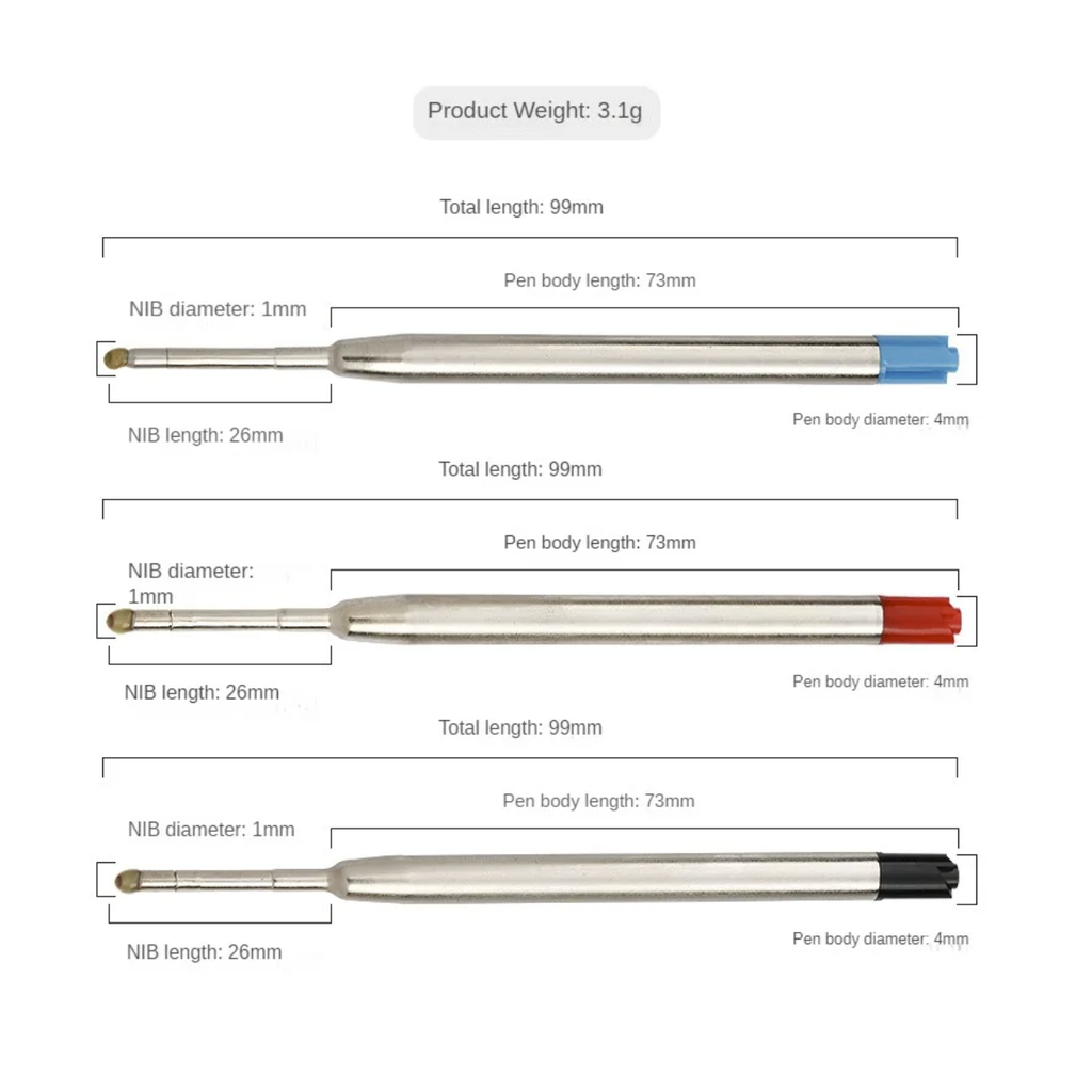 10pcs Refills Compatible With Parker Pen Ball Point Refill Black/Blue/Red