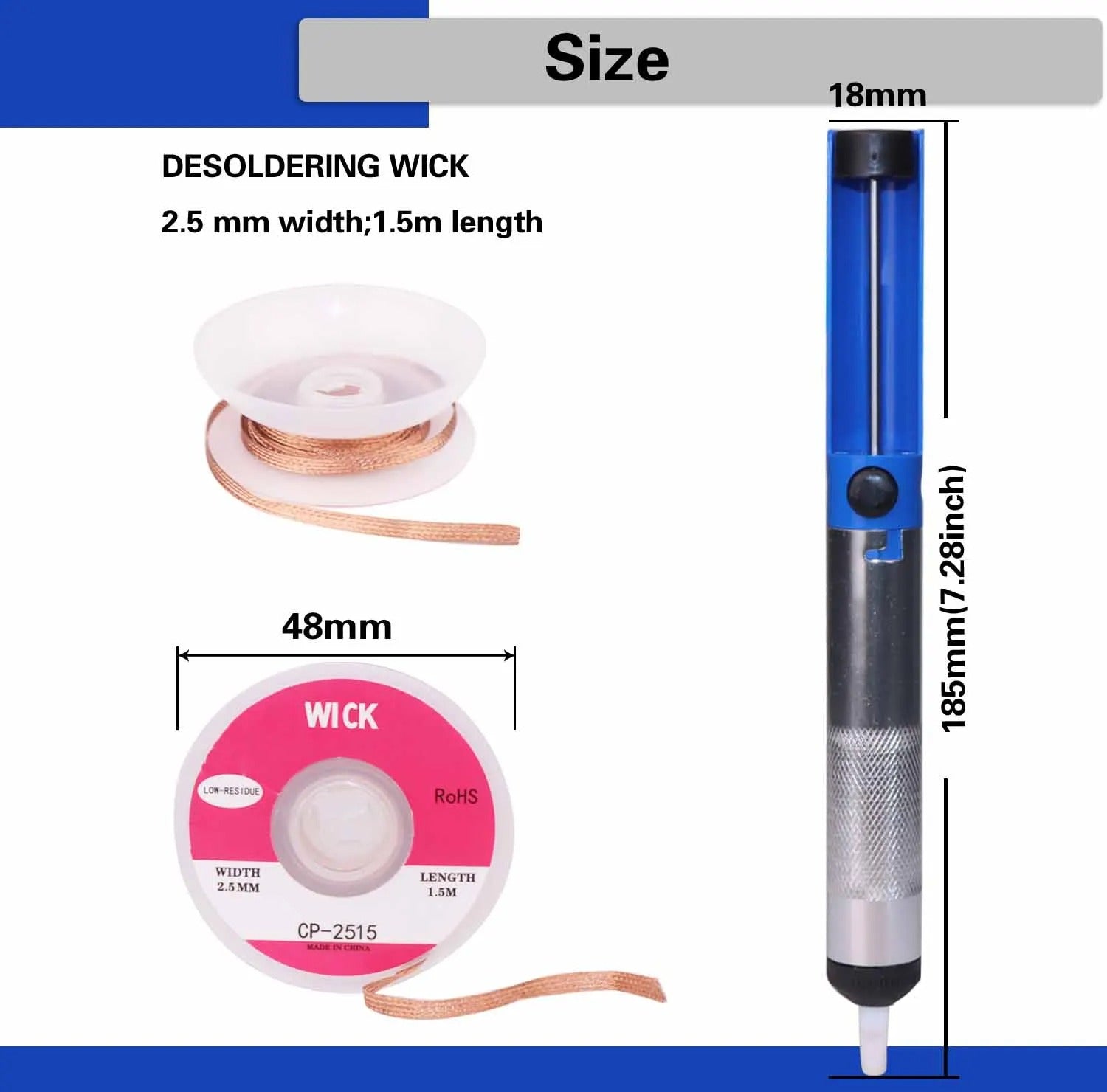 Desoldering Kit Solder Remover Tool Kit 3x Desoldering Pump 2x Copper Wick Braid